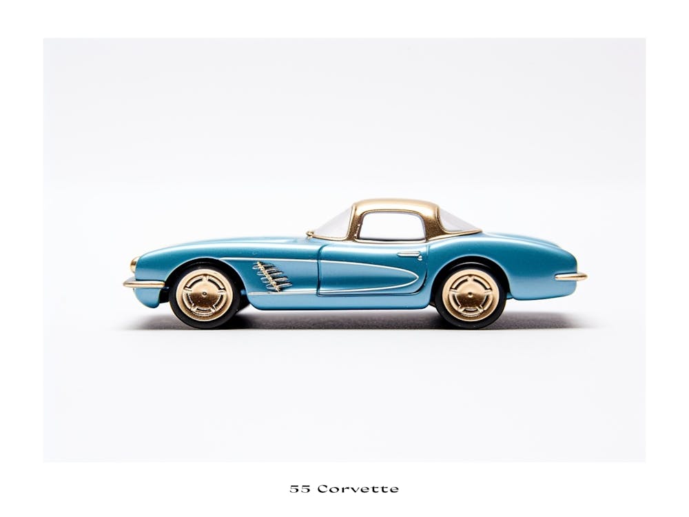 Toy Car 55 Corvette Blue Poster
