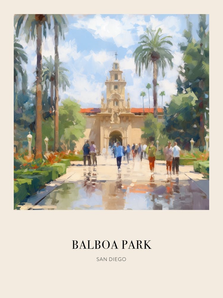 Balboa Park San Diego 5 Vintage Cezanne Inspired Poster
