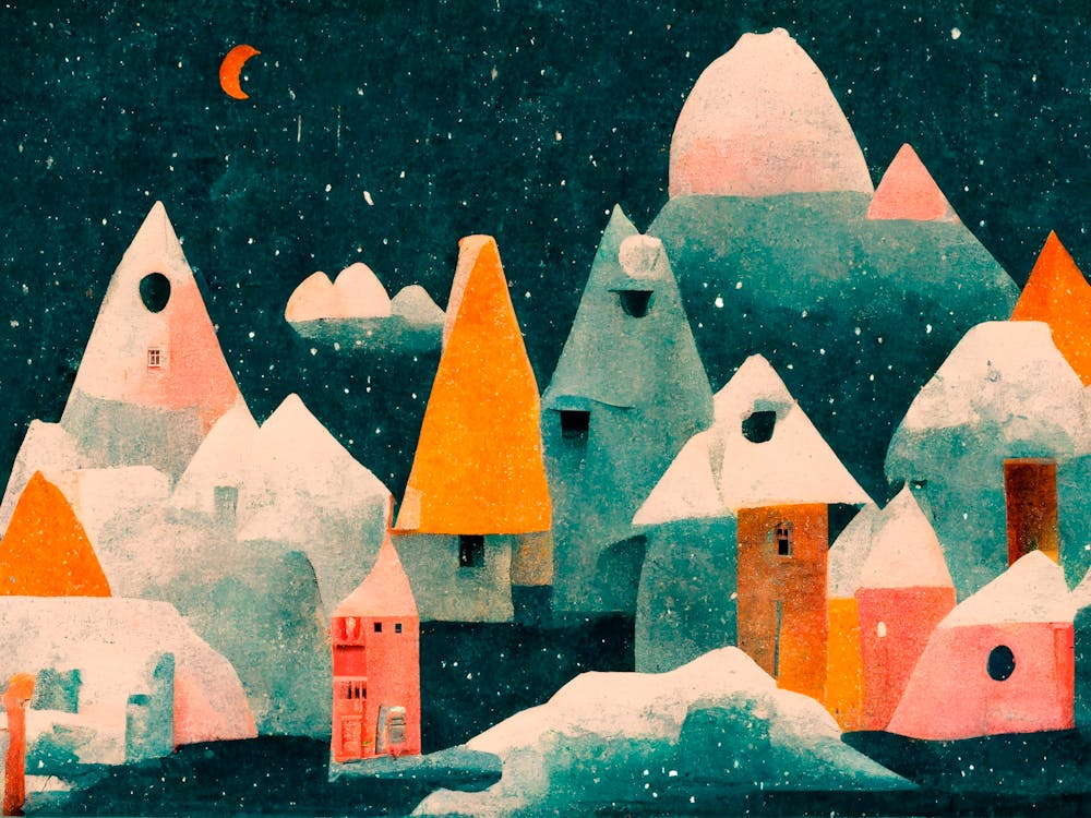 Little Village And Moon