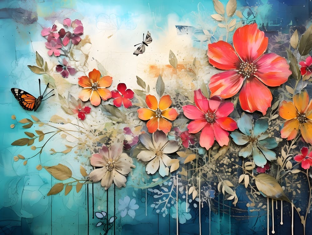 Vintage Bright Flowers 17