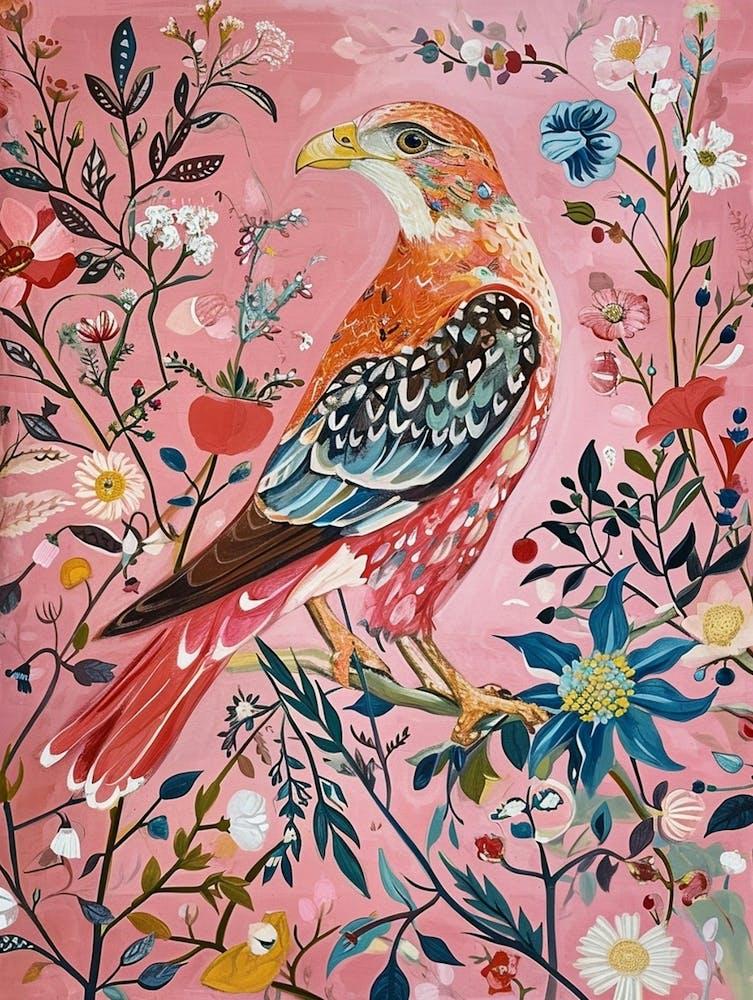 Floral Animal Painting Hawk 2
