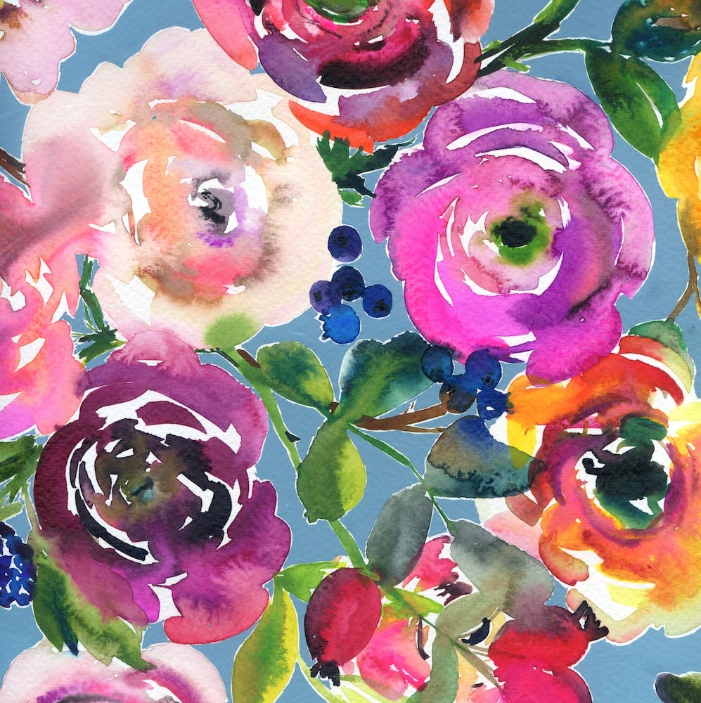 Watercolor Ranunculuses in Pink