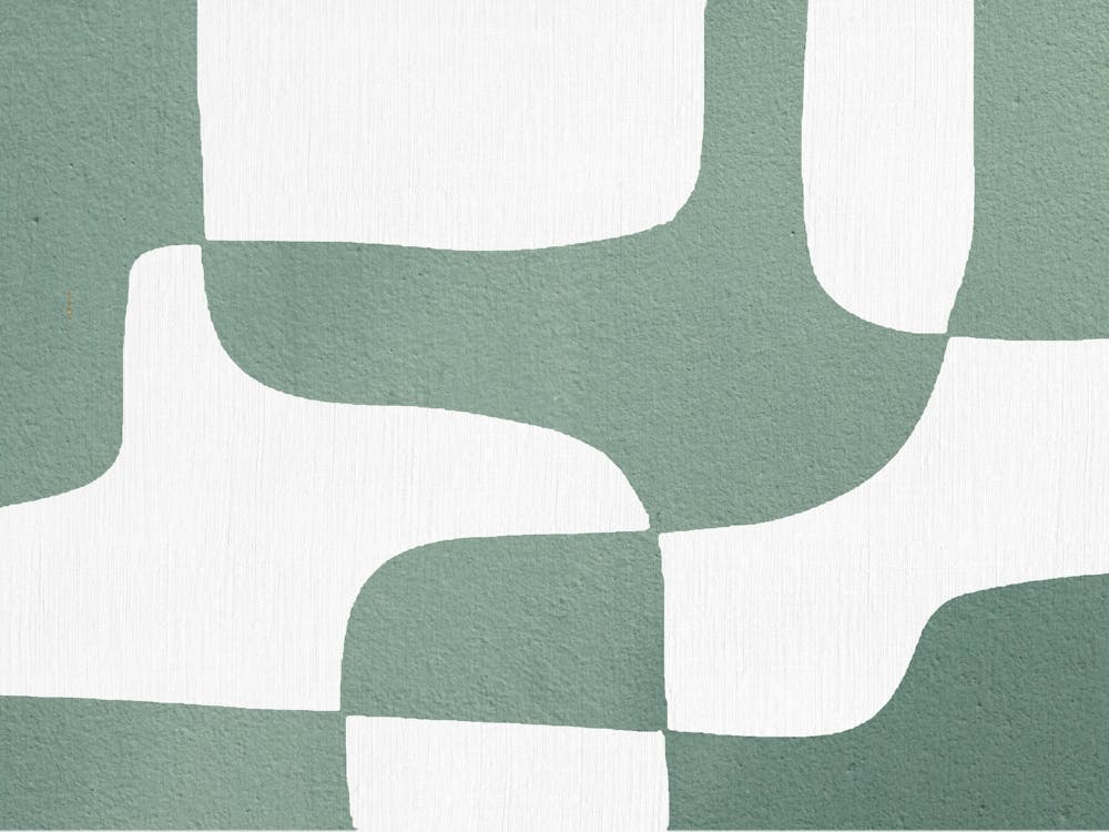 Sage Green and White Abstract Pattern Mid-century Modern