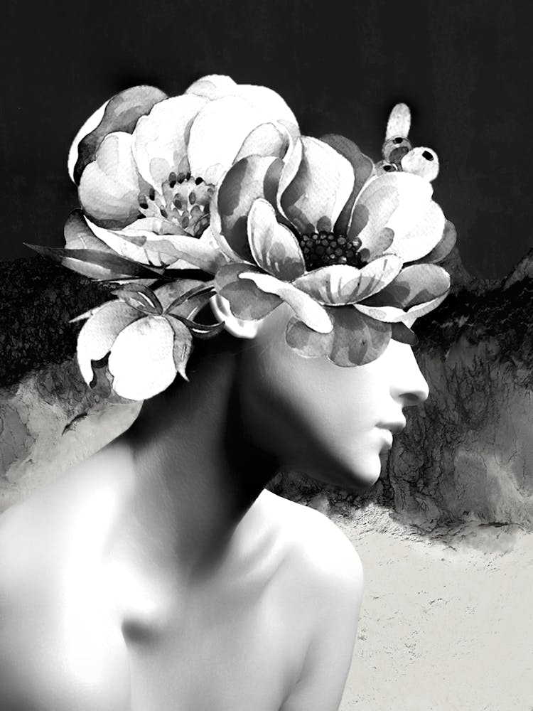 Floral Portrait Black And White