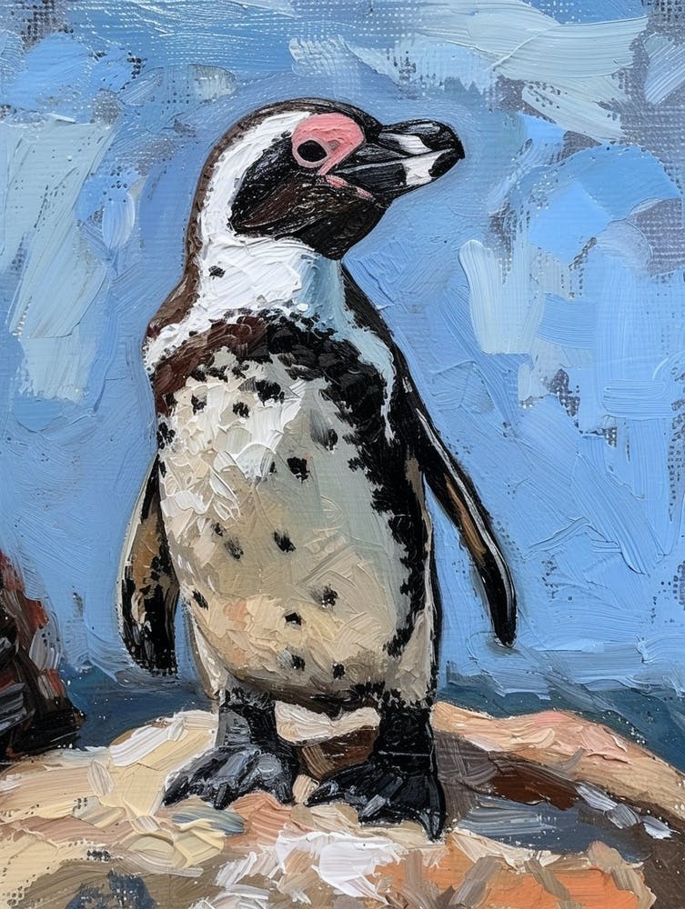 African Penguin Laurie Island Oil Painting 1