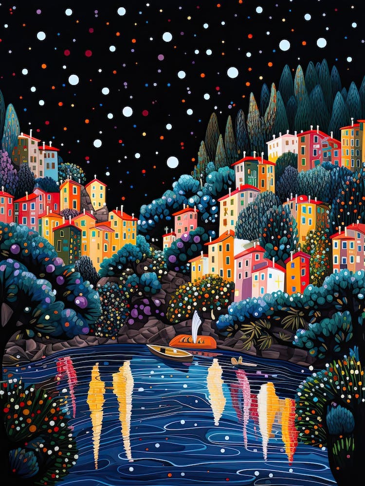 Portofino, Italy, Illustration In The Style Of Pop Art 1