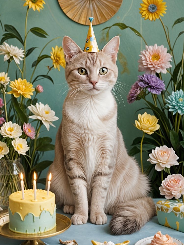 Party Cat Celebrating Birthday
