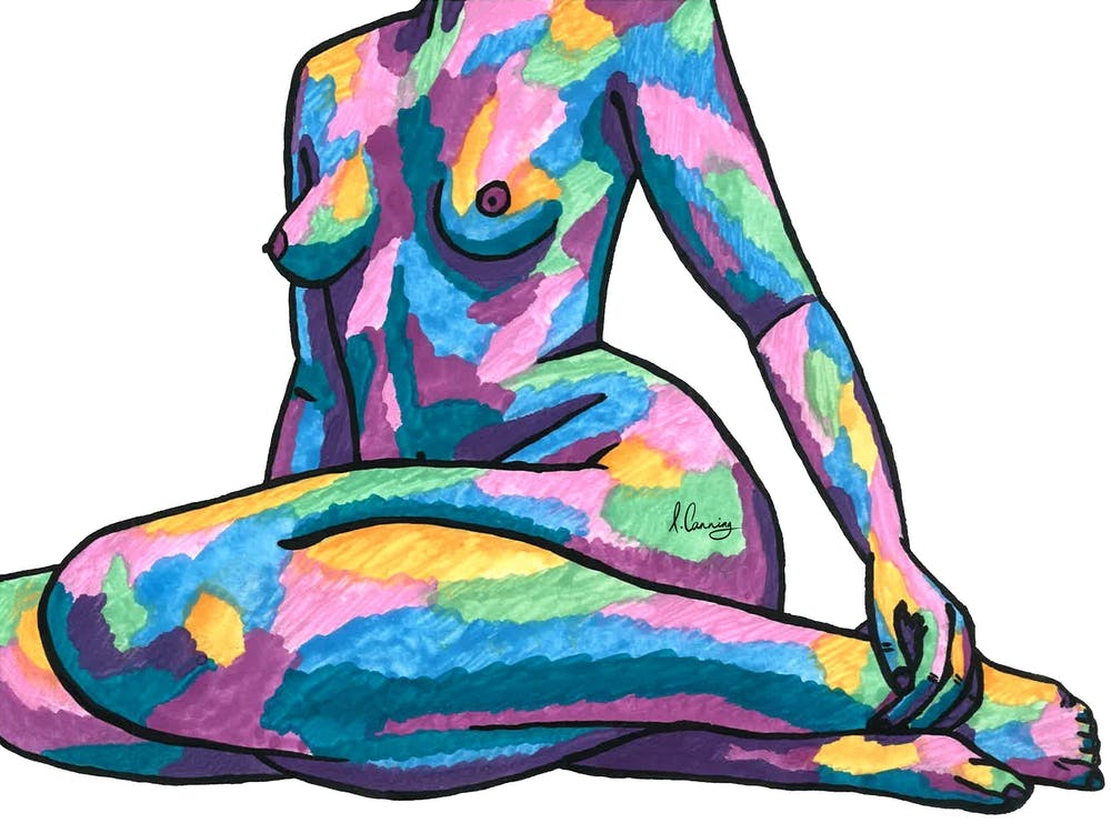 Nude Woman Aqua Tones
