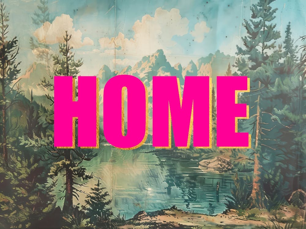 Pink und Gold Heimposter Vintage Retro Wald 3