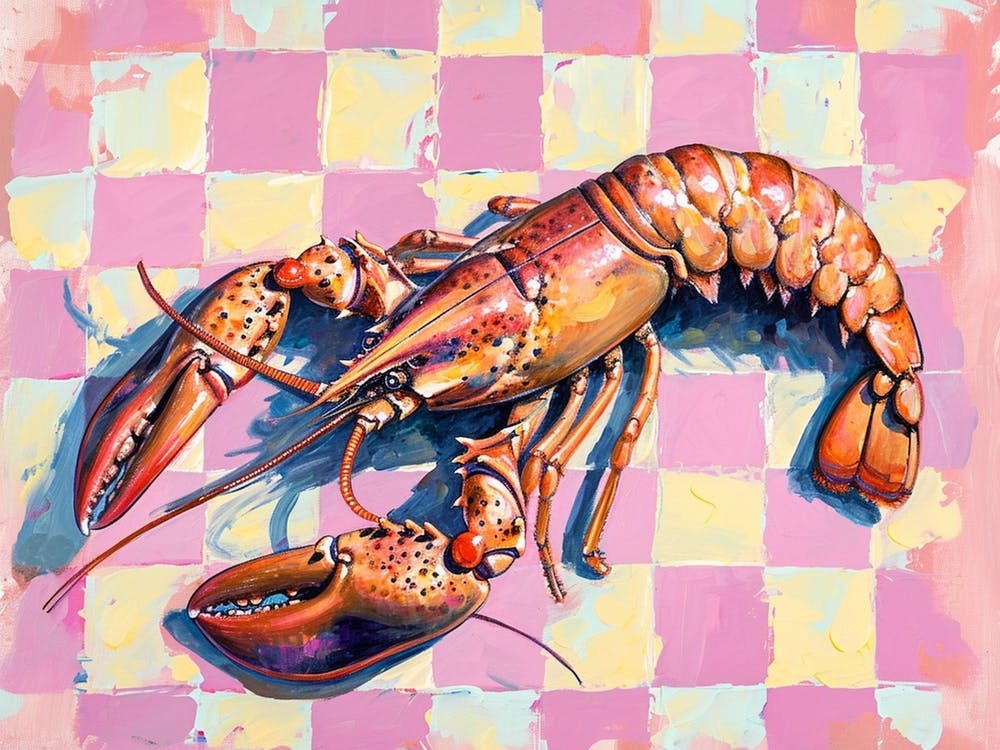 Lobster Pink Checkerboard 2