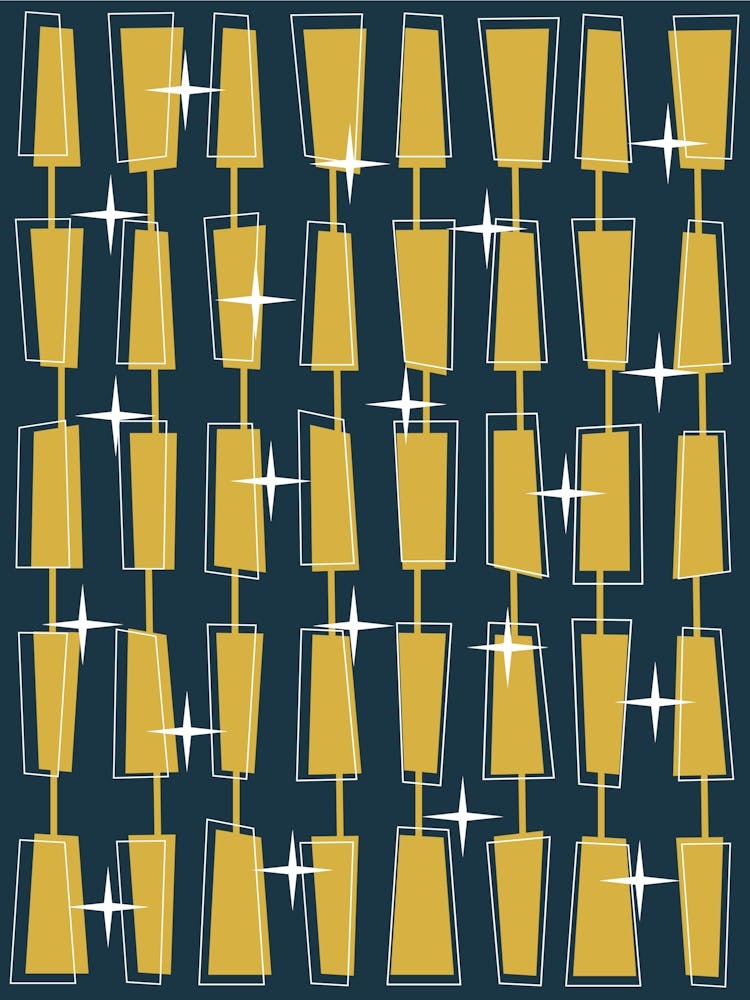 Mid Century Atomic Blocks Navy, and Mustard