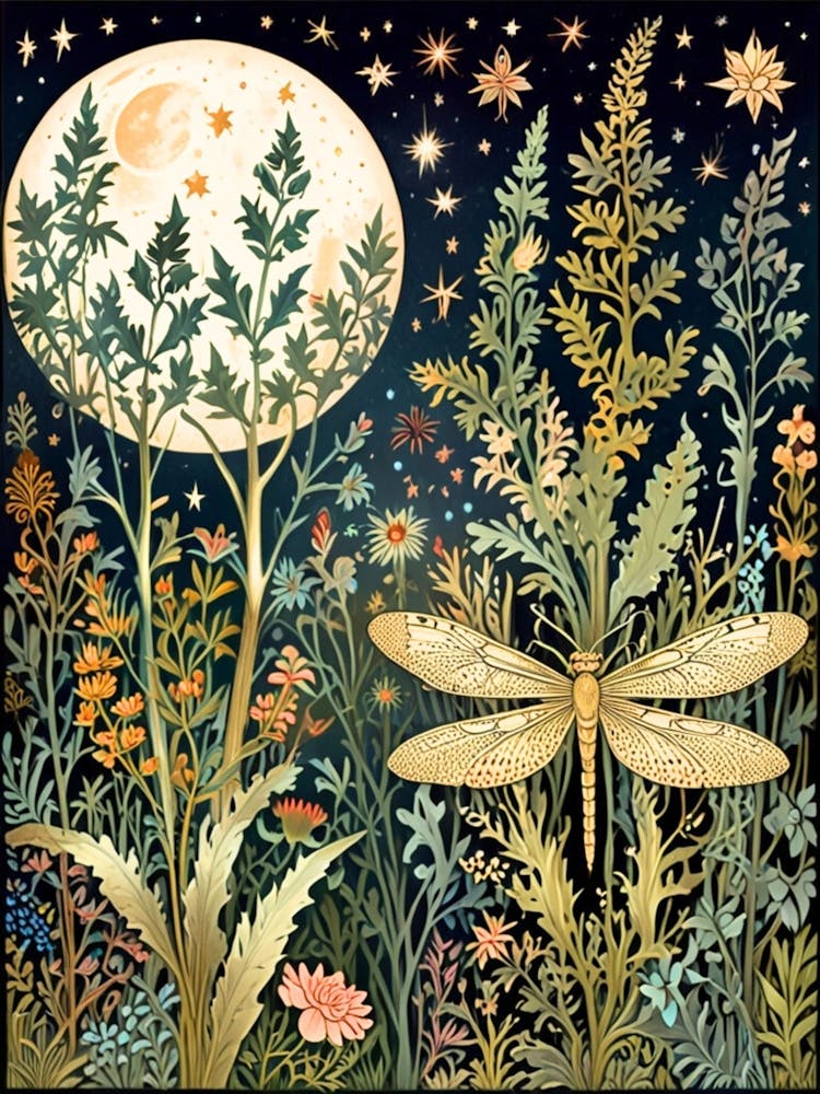 william morris Dragonfly In The Meadow