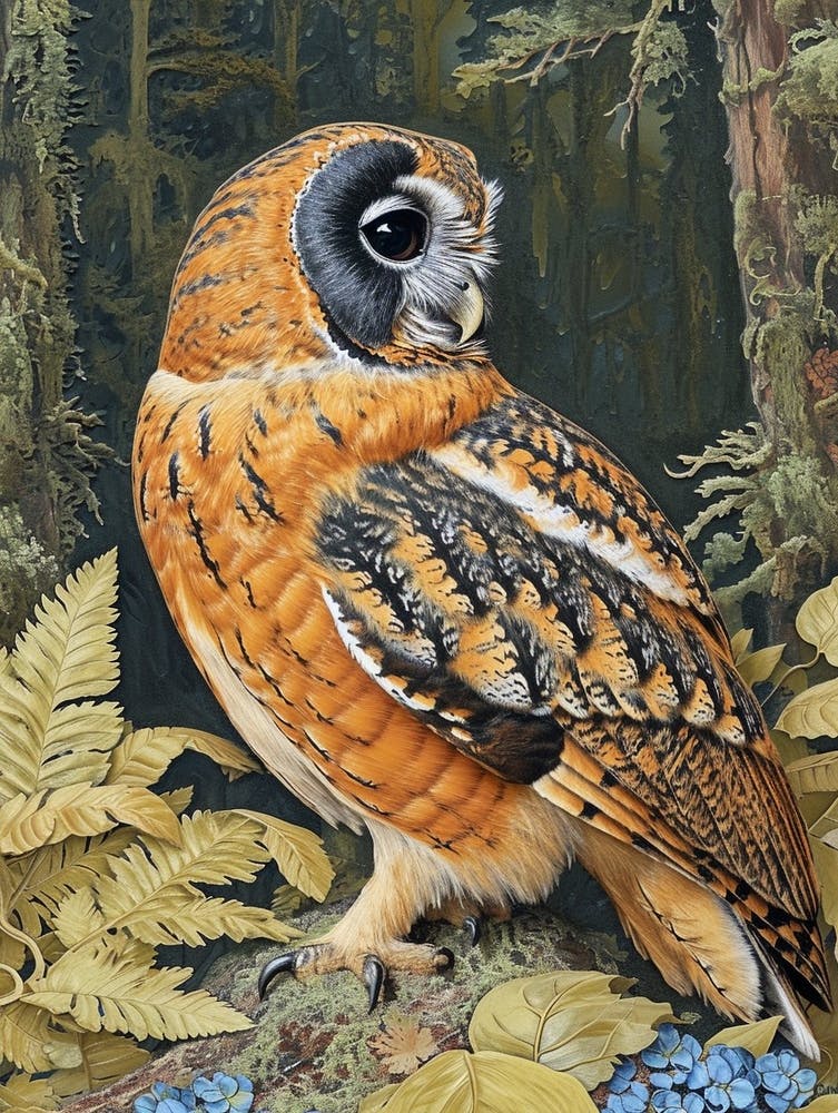 Australian Masked Owl Relief Illustration 1