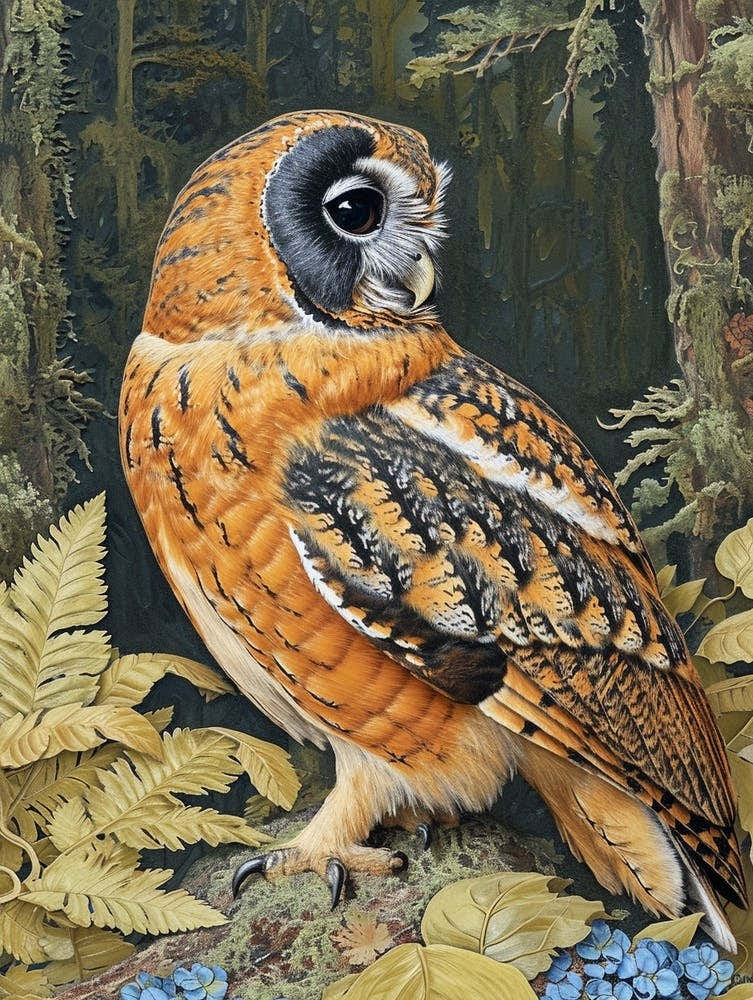 Australian Masked Owl Relief Illustration 1