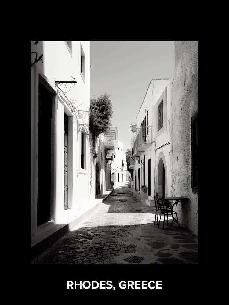 Poster Of Rhodes, Greece, Mediterranean Black And White Photography Analogue 1