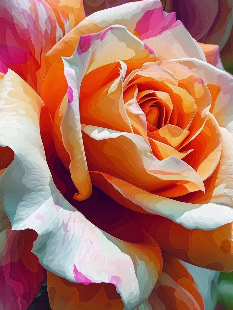 English Roses Painting Abstract Swirl 3