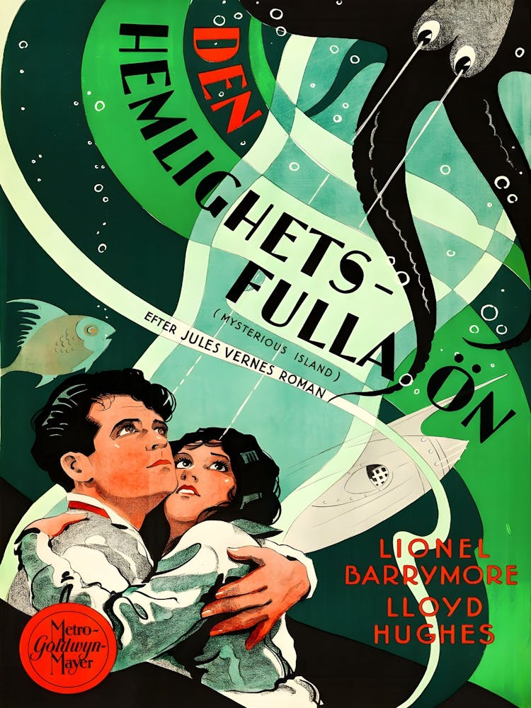 Swedish Poster For The 1929 Lionel Barrymore Sci Fi Film The Mysterious Island