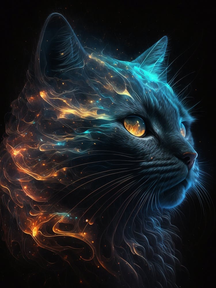 Black Fire Kitten in Space