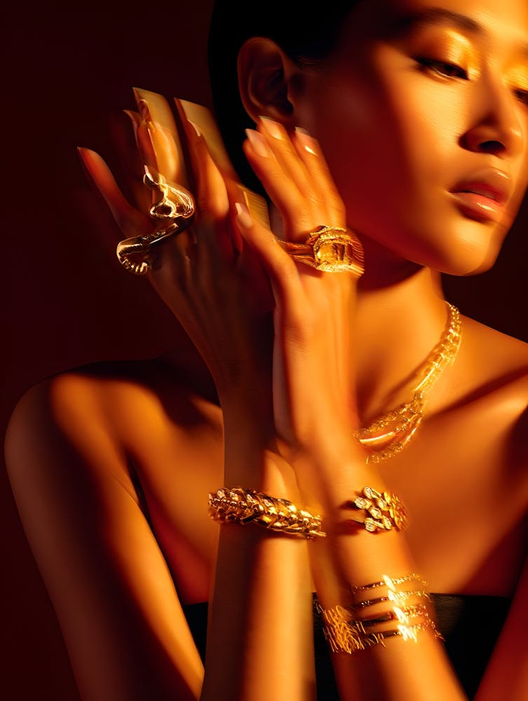 Hände mit Goldschmuck - Hohe Mode