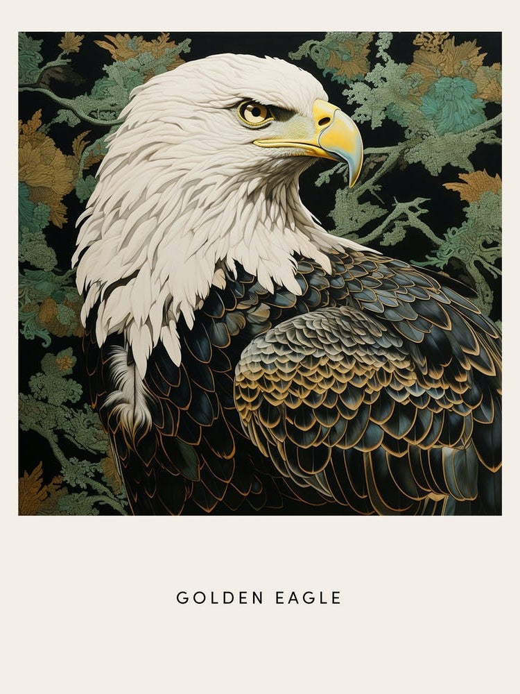 Ohara Koson Inspired Bird Painting Golden Eagle 3 Poster