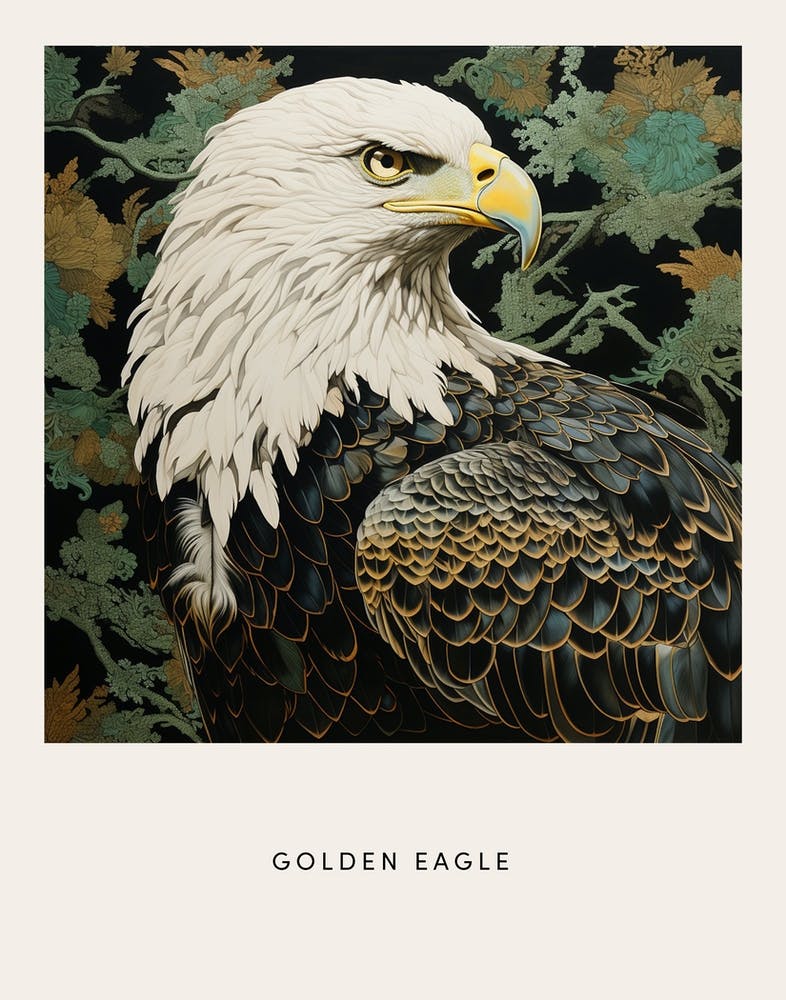 Ohara Koson Inspired Bird Painting Golden Eagle 3 Poster