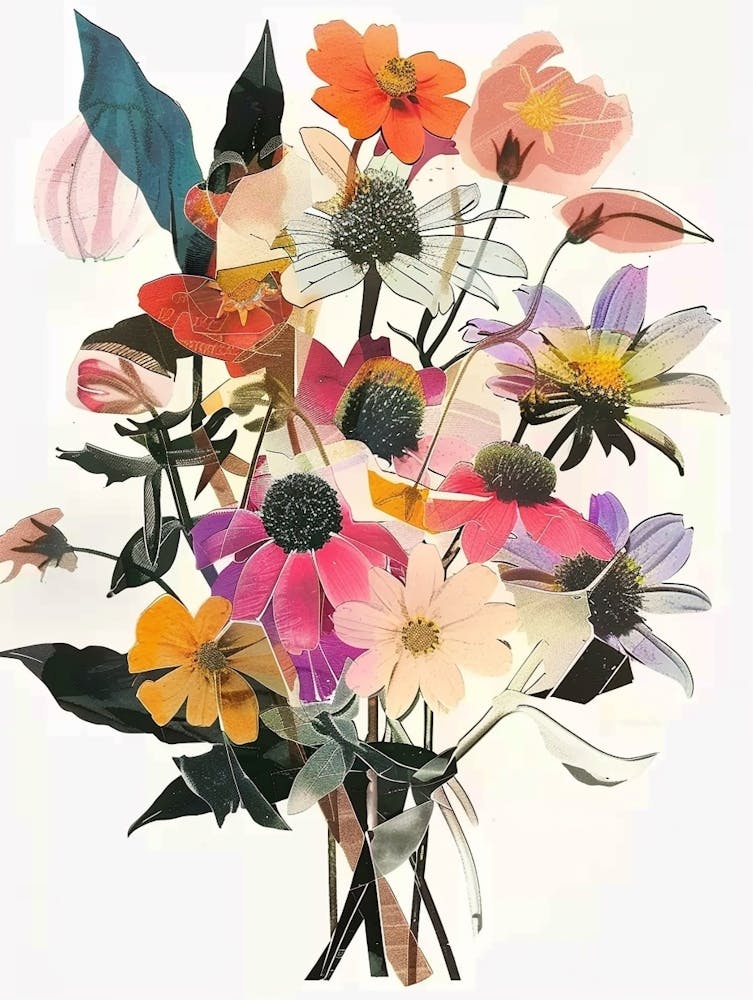 Coneflower 1 Collage Flower Bouquet