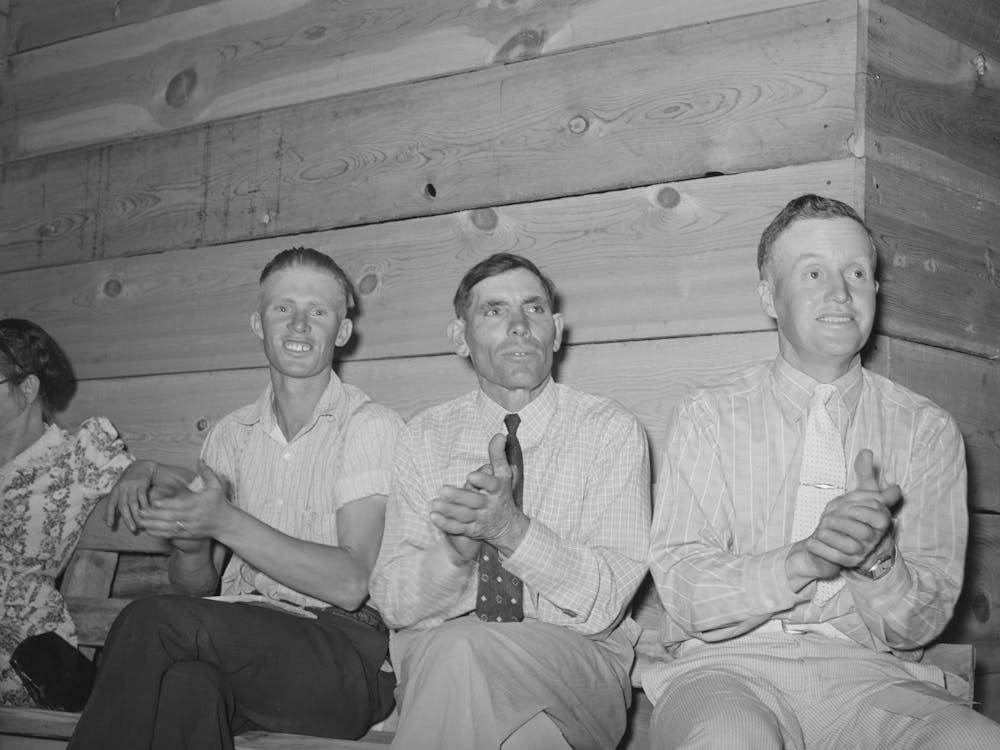 Spectators Clapping For The Singers,Community Singing, Pie Town, New Mexico, All Three Men Are Homesteade