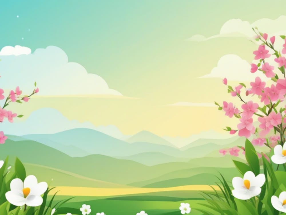 Spring Landscape With Flowers