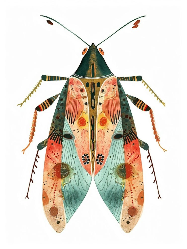 Colourful Insect Illustration Leafhopper 6