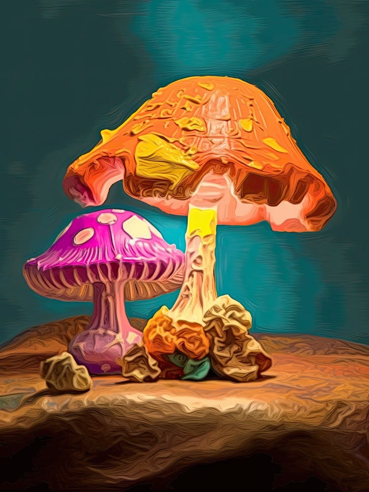 Mushrooms Oil Painting