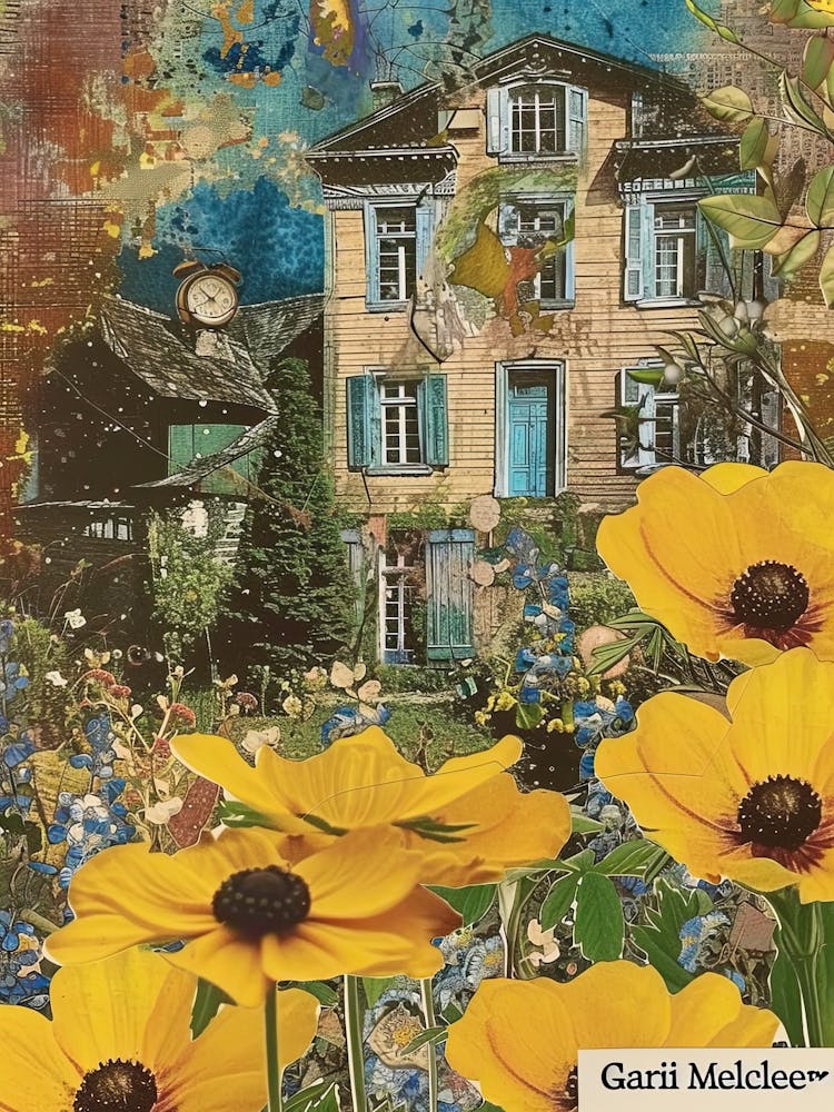 Yellow Flowers Scrapbook Collage Cottage 2