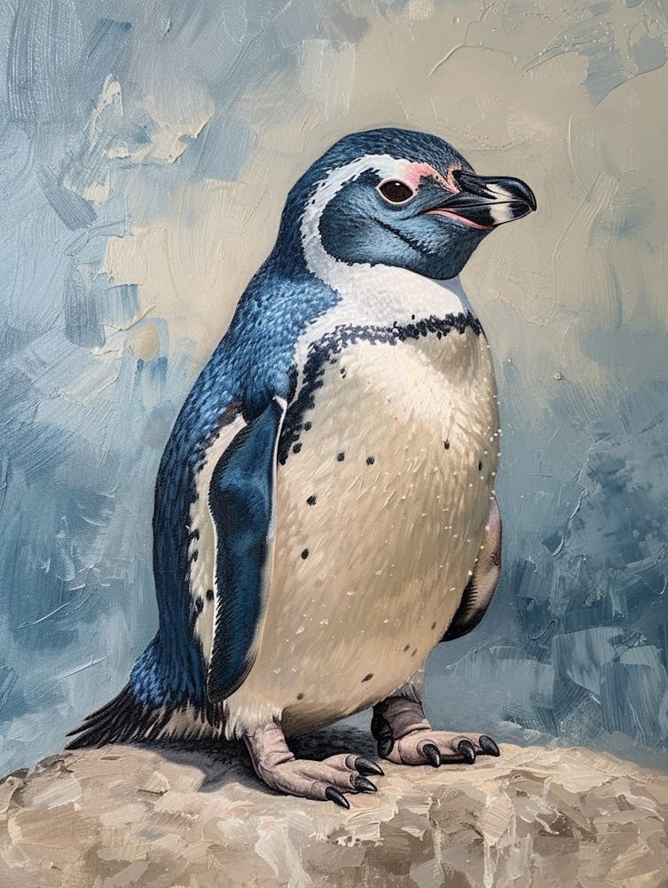 African Penguin Oamaru Blue Penguin Colony Oil Painting 4