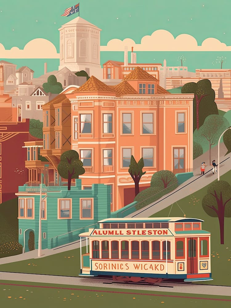San Francisco California United States Travel Illustration 2