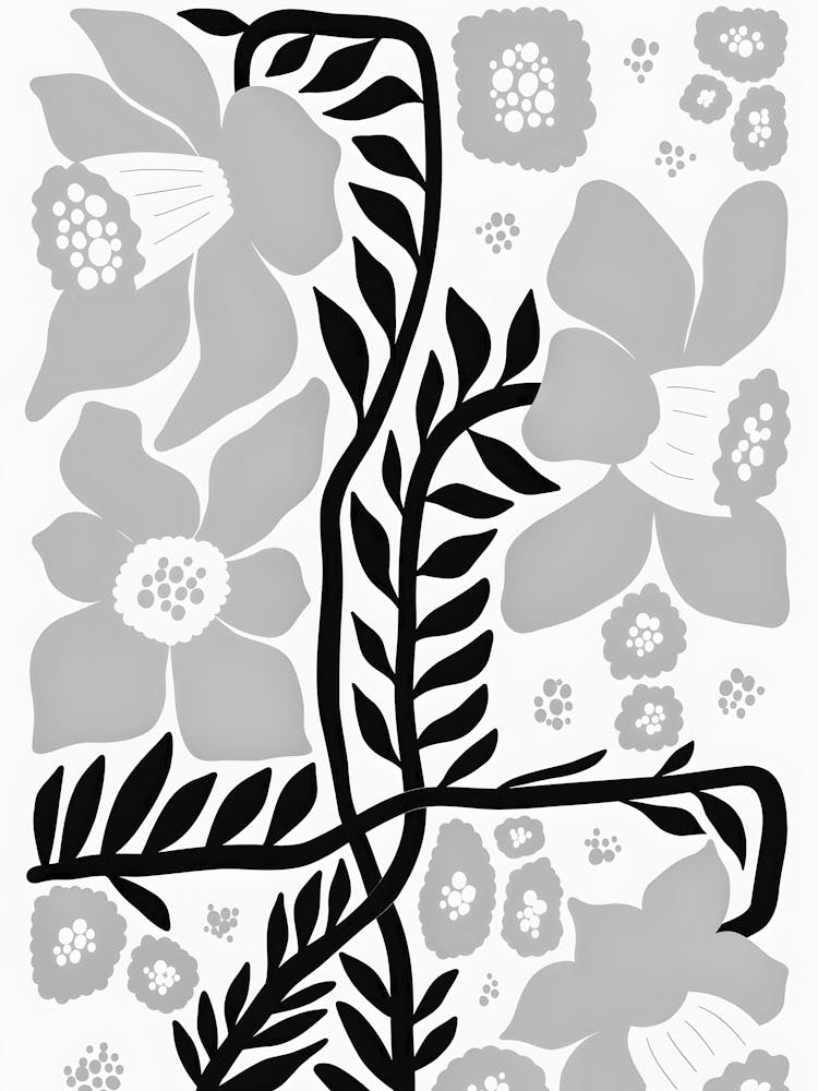 Floral Pattern In Black And White