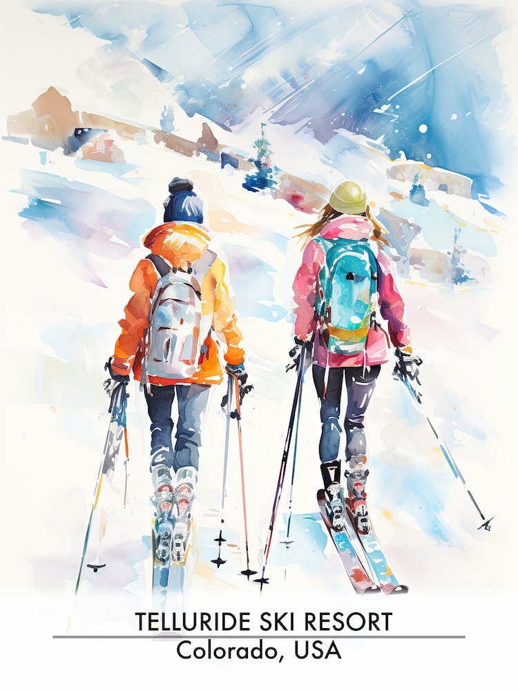 Telluride Ski Resort   Colorado Usa, Ski Resort Poster Illustration 3