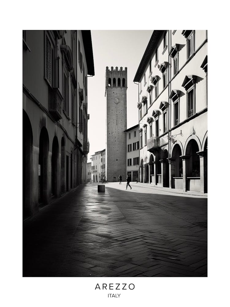 Poster Of Arezzo, Italy, Black And White Analogue Photography 2