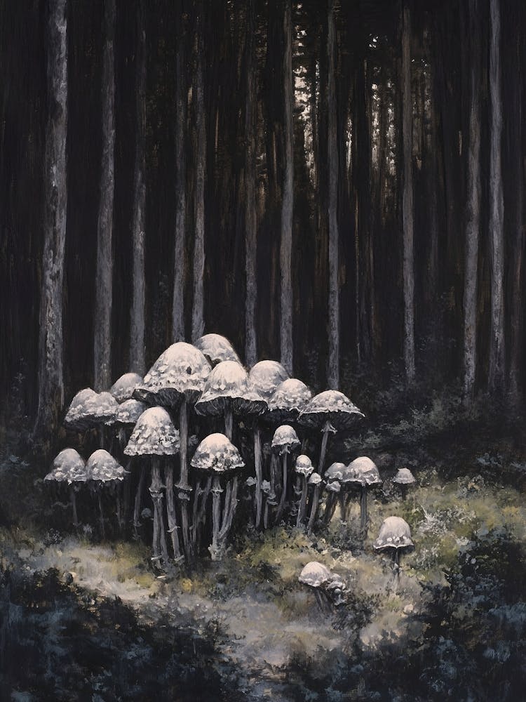 Dark Gothic Mushrooms In The Forest