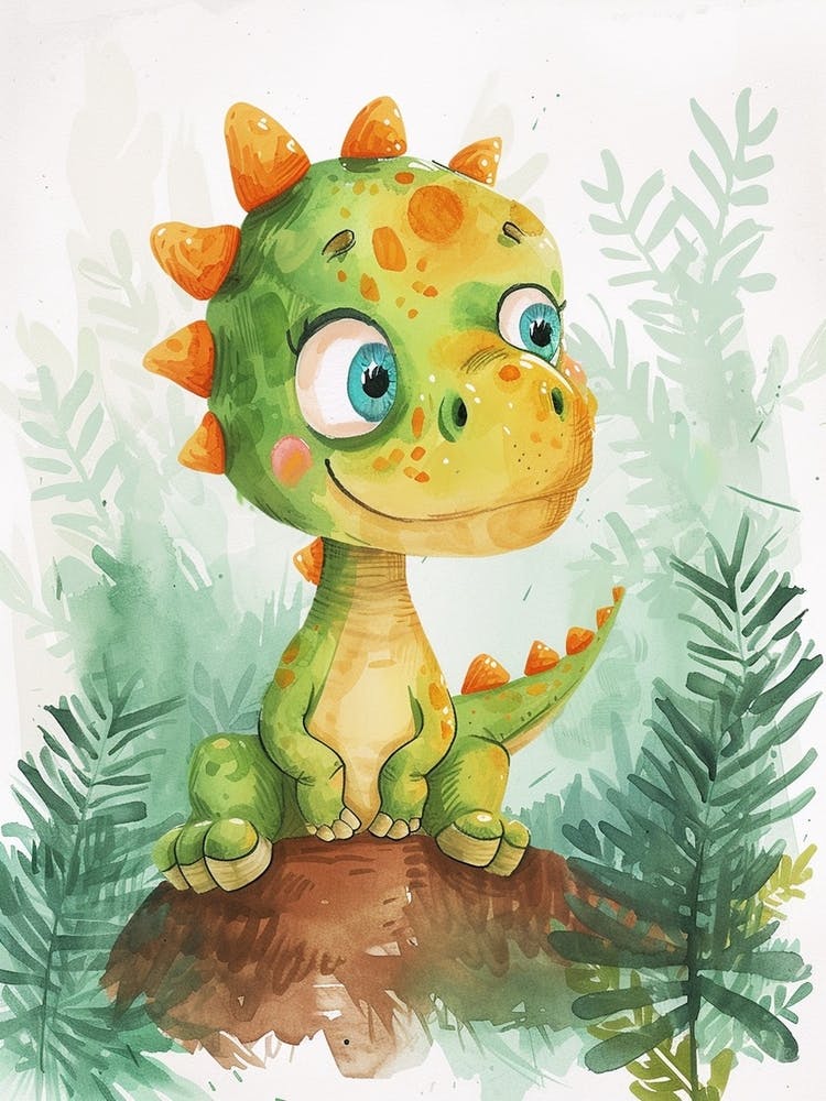 Cute Protoceratops Dinosaur Watercolour 3