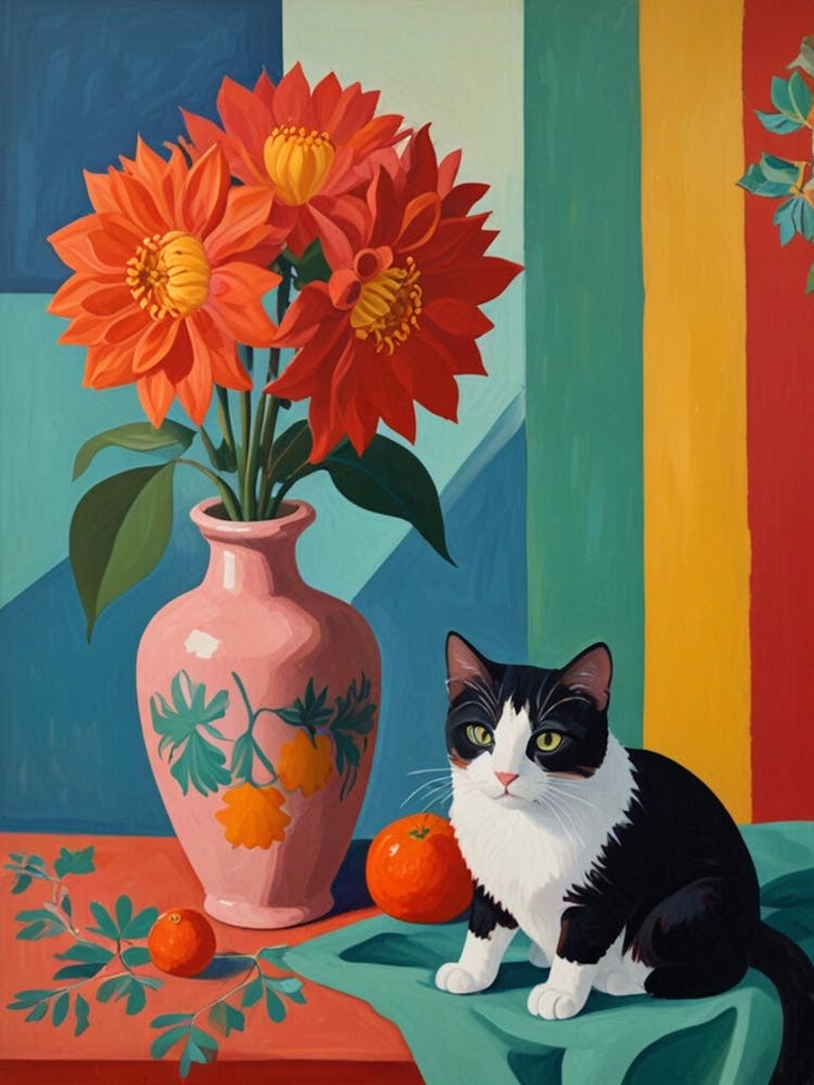 Cat And Flowers 2