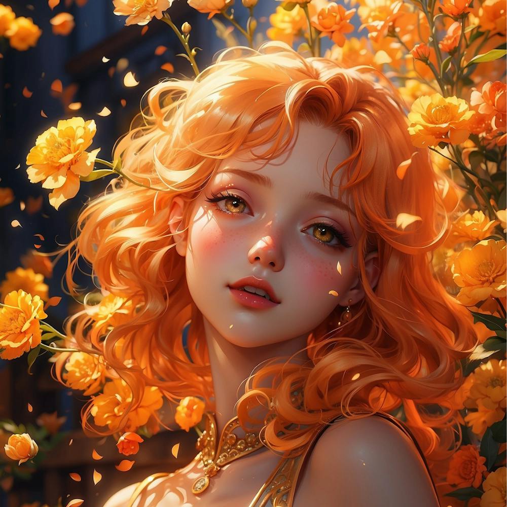 Orangenes Blumenmädchen