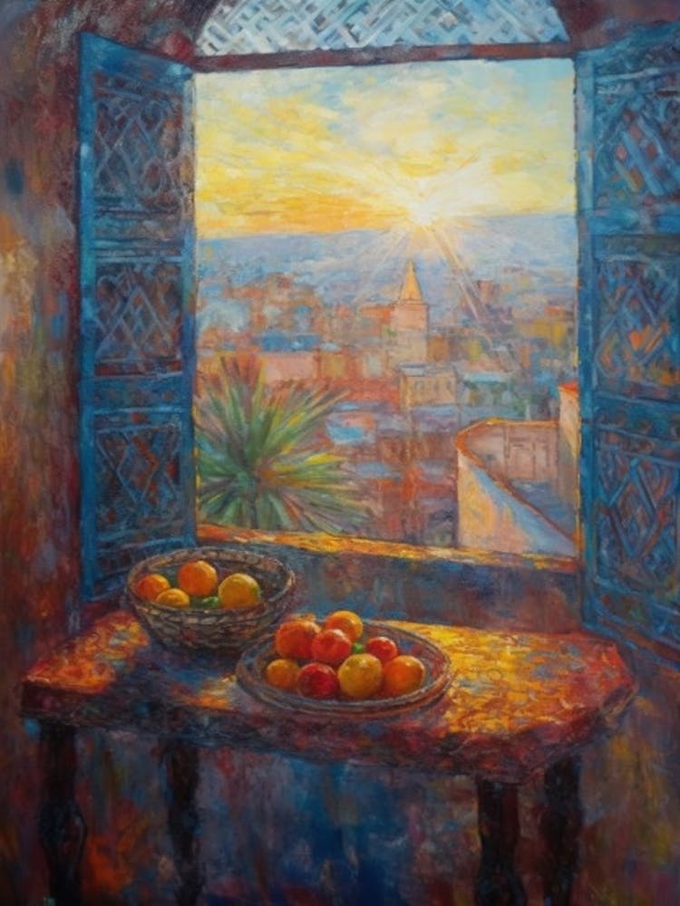 Window View Of Marrakech In The Style Of Impressionism 3