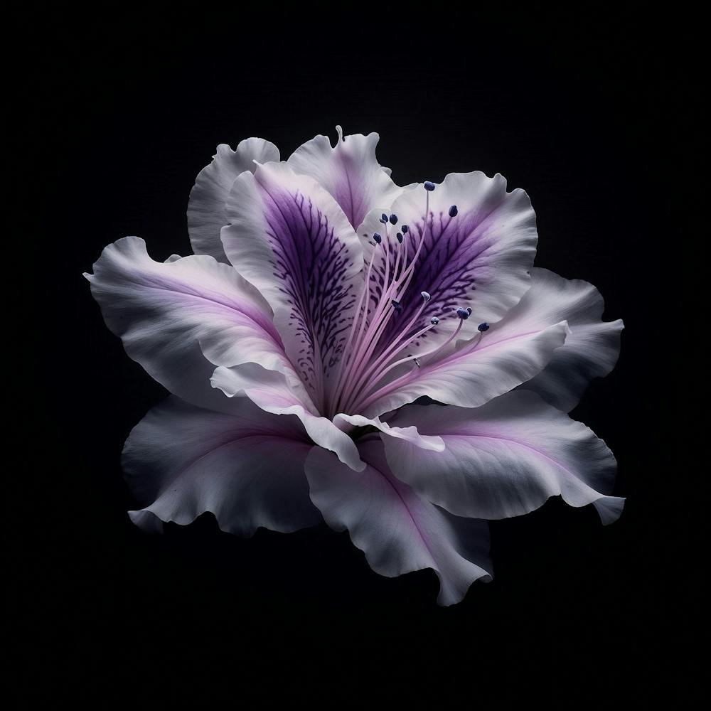 Lavender Azalea Flower on black