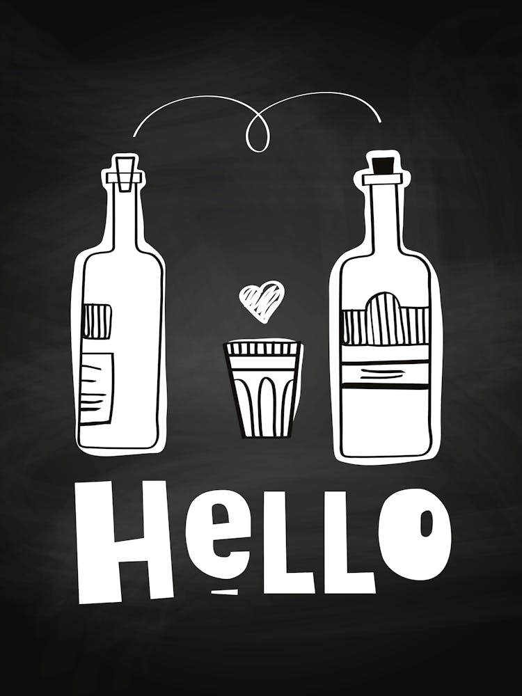 Hello In The Bottle - kitchen art, kitchen poster