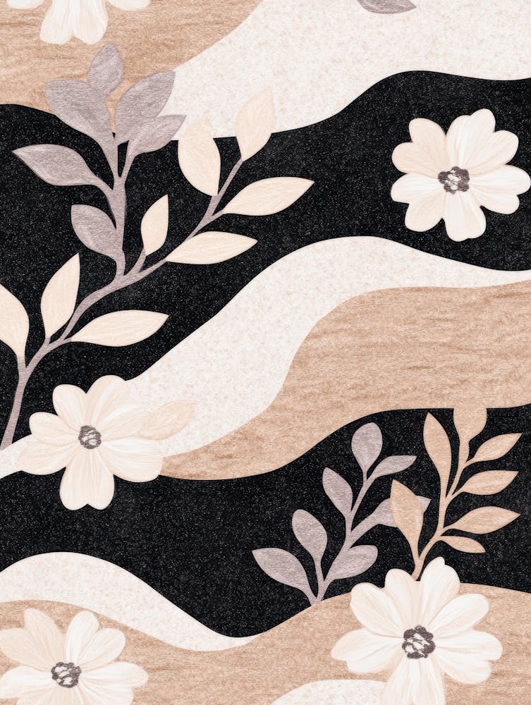 Floral Pattern In Black And White