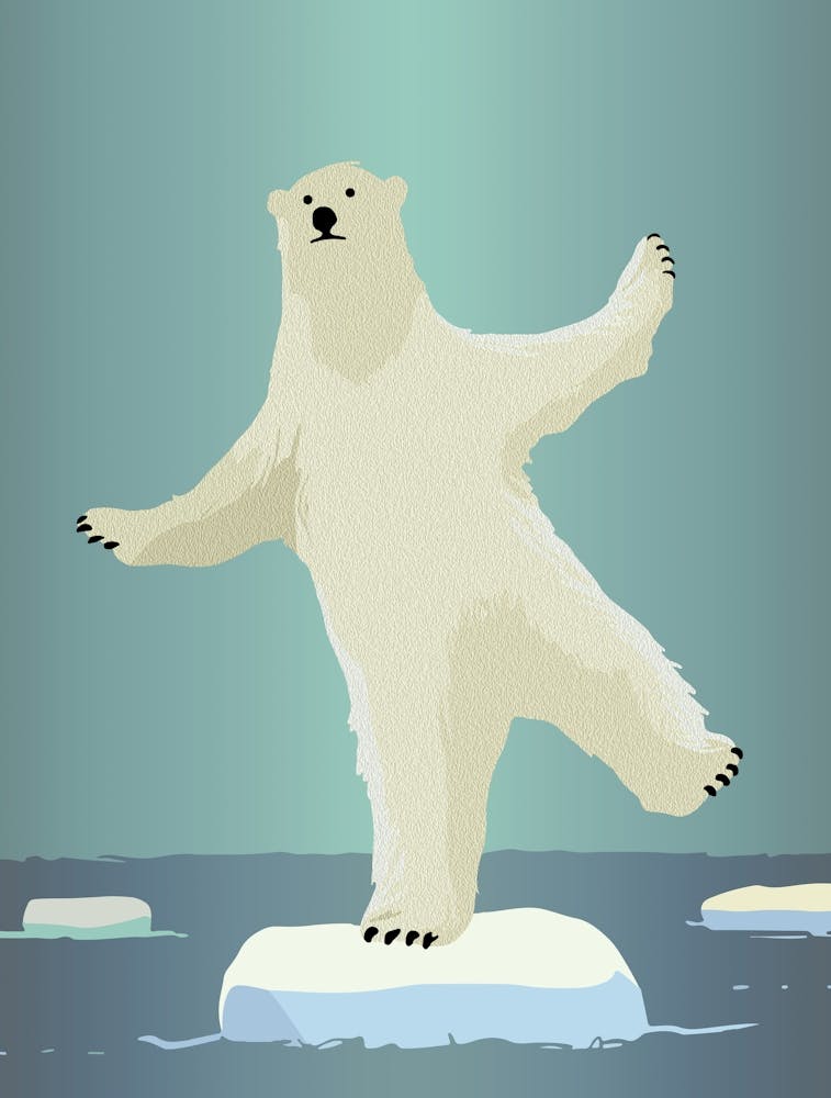 Polar Bear Balancing on Iceberg Artwork