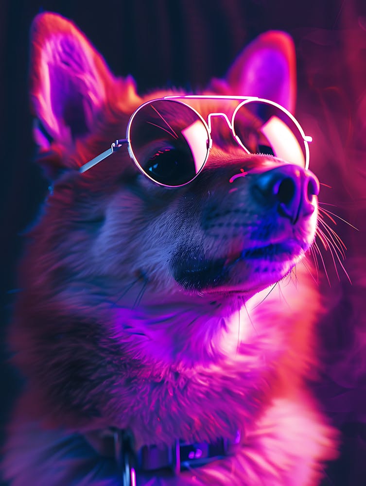 Beautiful Dog Under Neon Lights 1
