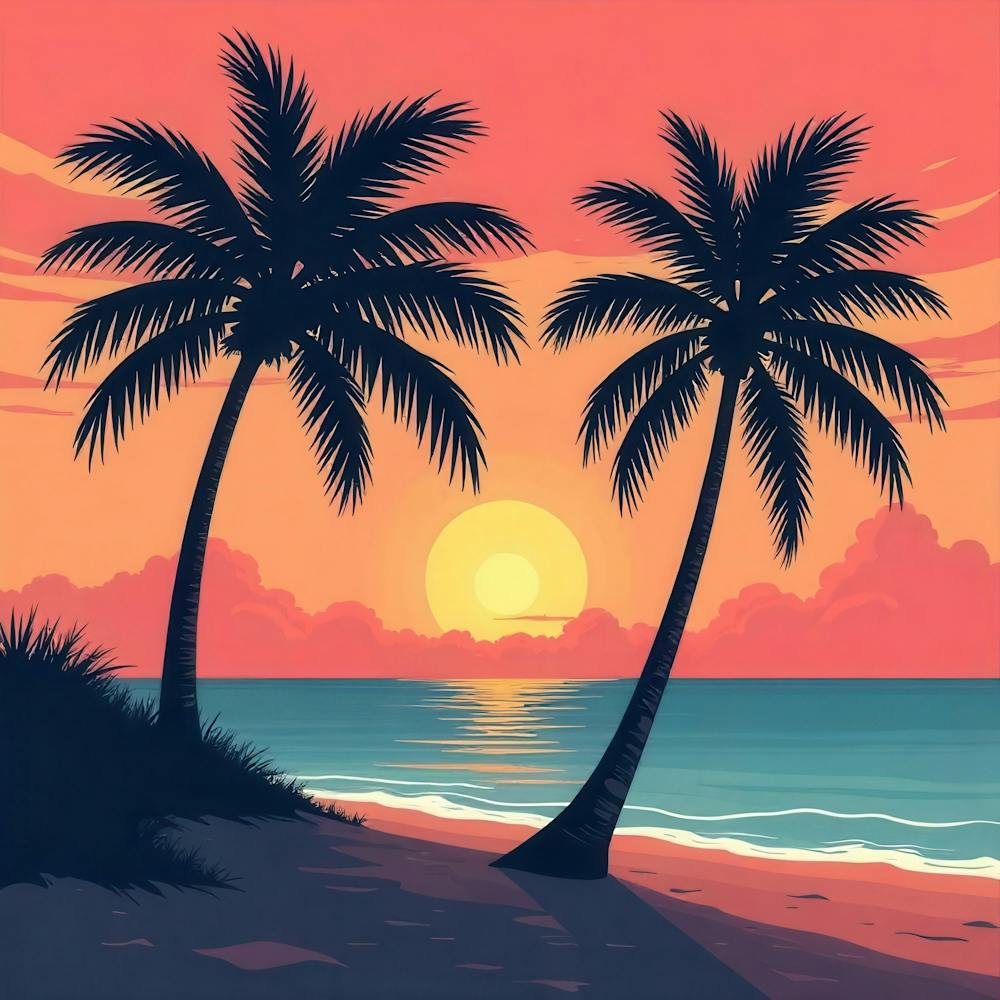 Sunset Palm Trees 2