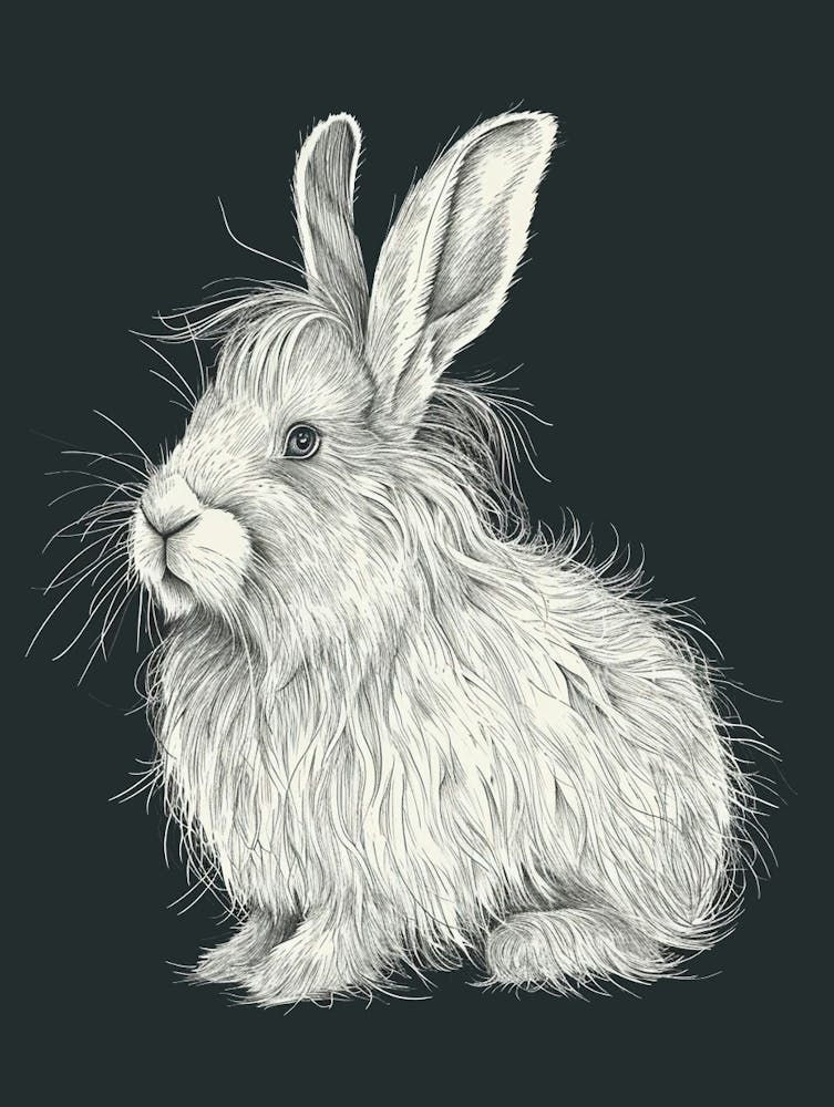 English Angora Rabbit Minimalist Illustration 3