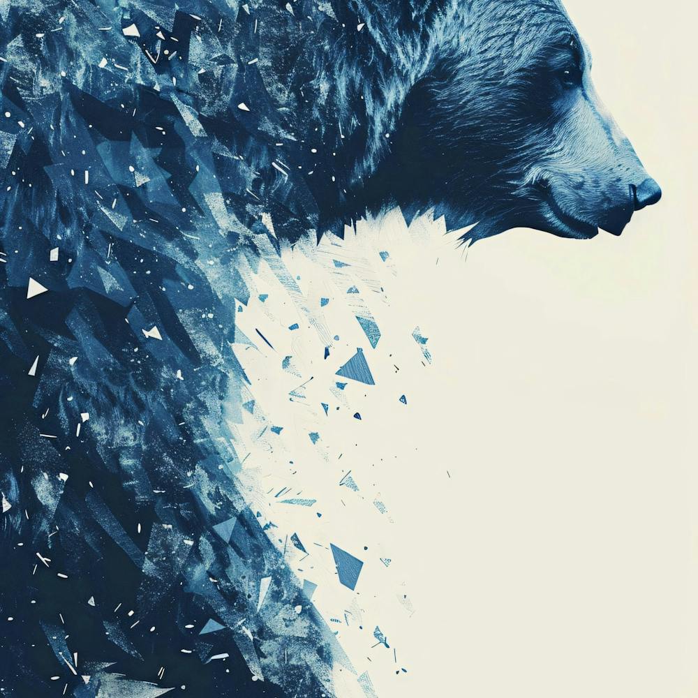 Bear Market Symbols With Shattered Glass Effects Digital Art