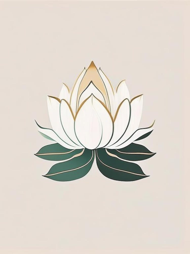 Blooming Lotus Flower In Lake Retro Minimal 4